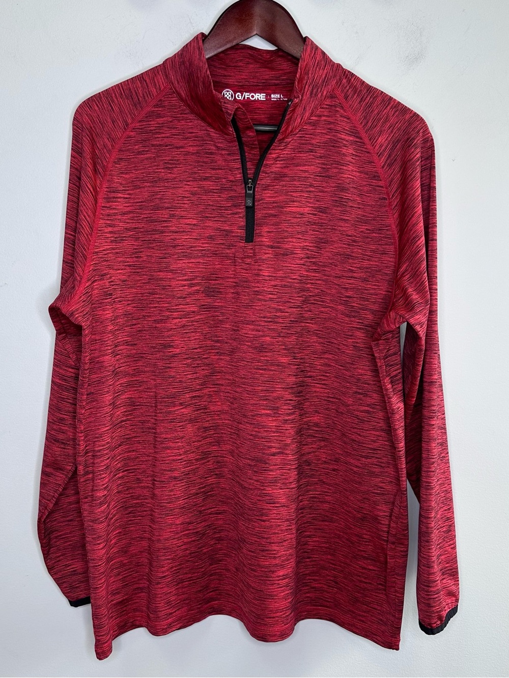 G/Fore Men’s 1/4 Zip Mid-Layer Mock Neck Pullover In Cadet Red Space Dye